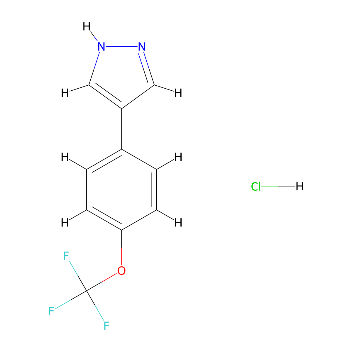 4-[4-(trifluoromethoxy)phenyl]-1H-pyrazolehydrochloride molecular structure, CAS 2731008-84-5