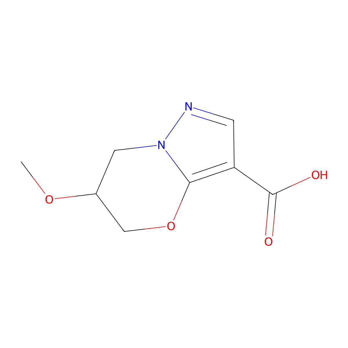 6-methoxy-5H,6H,7H-pyrazolo[3,2-b][1,3]oxazine-3-carboxylic acid molecular structure, CAS 2731008-85-6