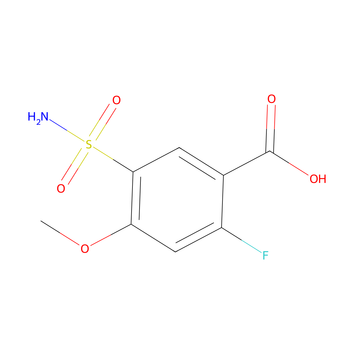 2-Fluoro-4-methoxy-5-sulfamoylbenzoicacid molecular structure, CAS 2731008-86-7