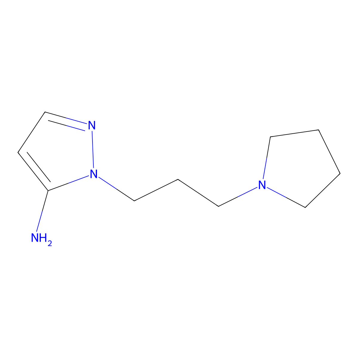 1-[3-(pyrrolidin-1-yl)propyl]-1H-pyrazol-5-amine molecular structure, CAS 2731008-92-5