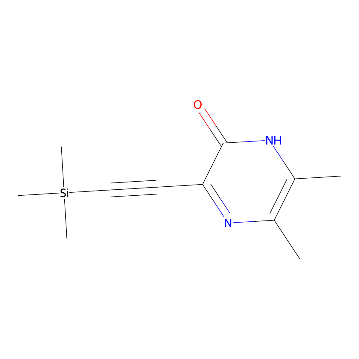 5,6-Dimethyl-3-[2-(trimethylsilyl)ethynyl]-1,2-dihydropyrazin-2-one molecular structure, CAS 2731009-08-6