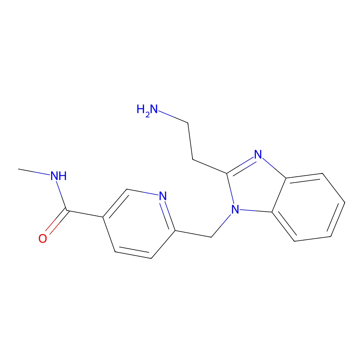 6-{[2-(2-aminoethyl)-1H-1,3-benzodiazol-1-yl]methyl}-N-methylpyridine-3-carboxamide molecular structure, CAS 2731009-17-7
