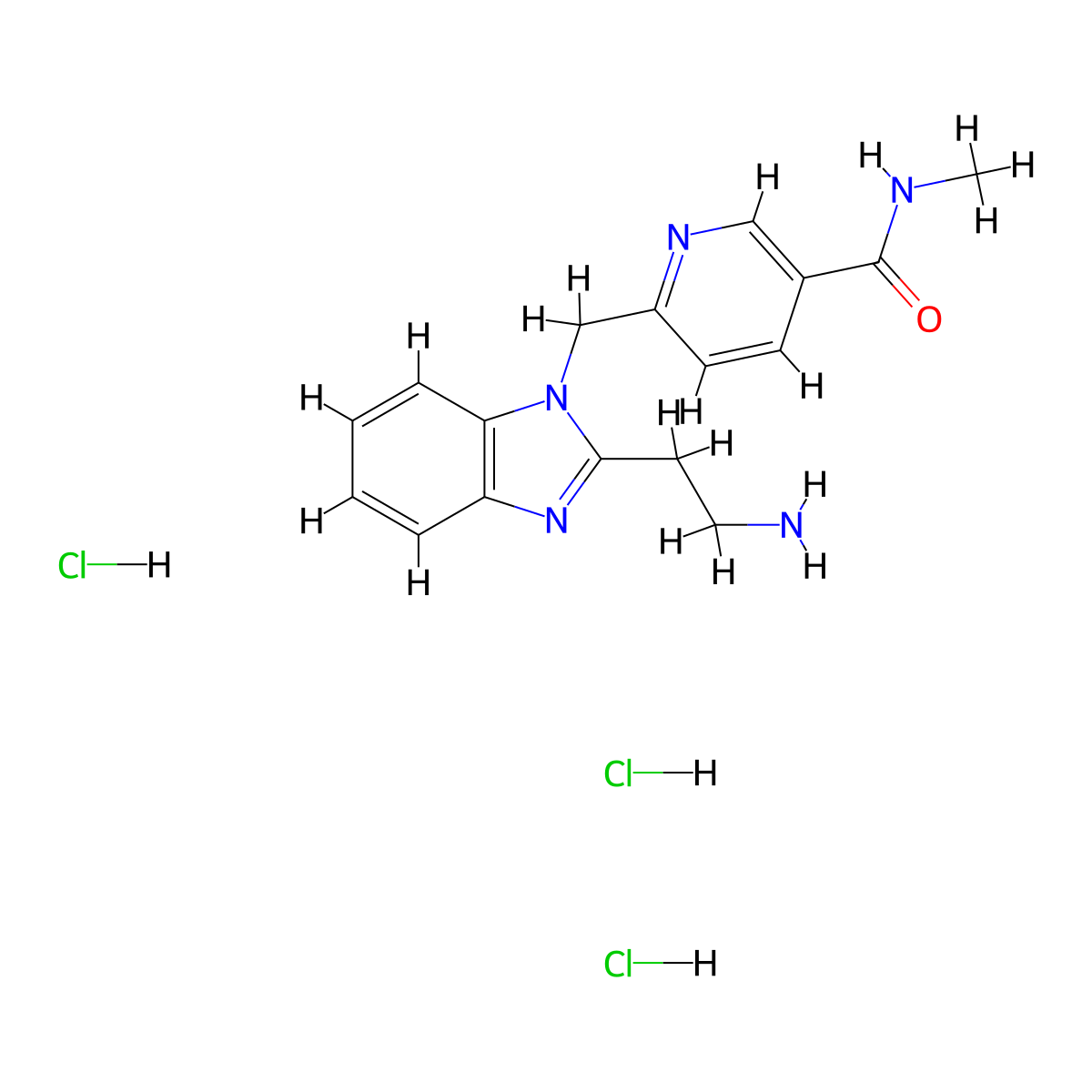 6-((2-(2-aminoethyl)-1H-1,3-benzodiazol-1-yl)methyl)-N-methylpyridine-3-carboxamide trihydrochloride molecular structure, CAS 2731009-18-8