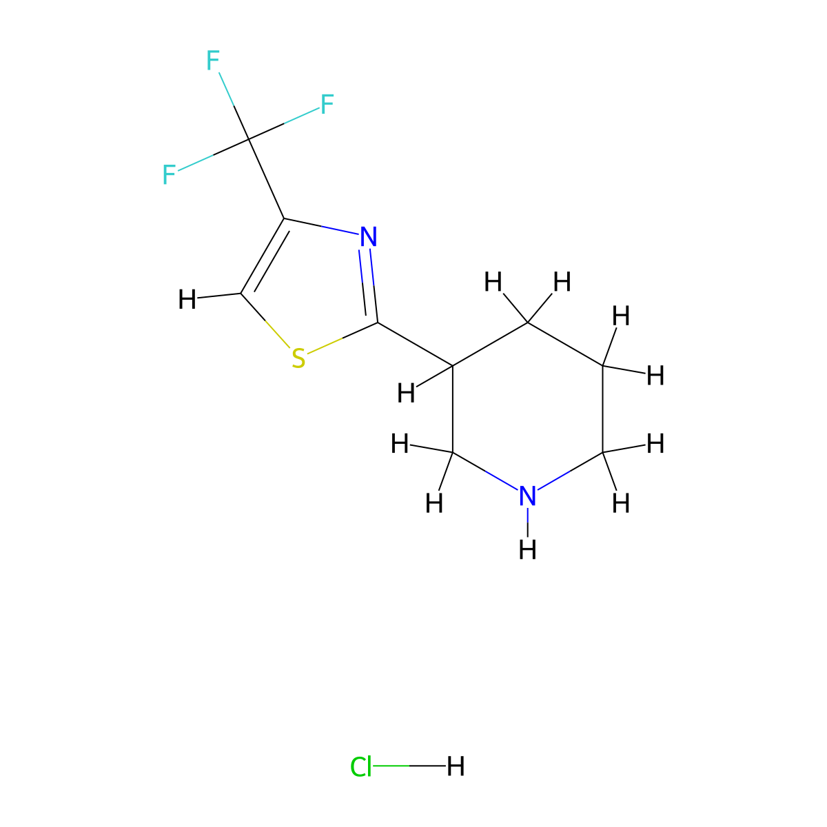 3-[4-(Trifluoromethyl)-1,3-thiazol-2-yl]piperidine hydrochloride molecular structure, CAS 2731009-29-1