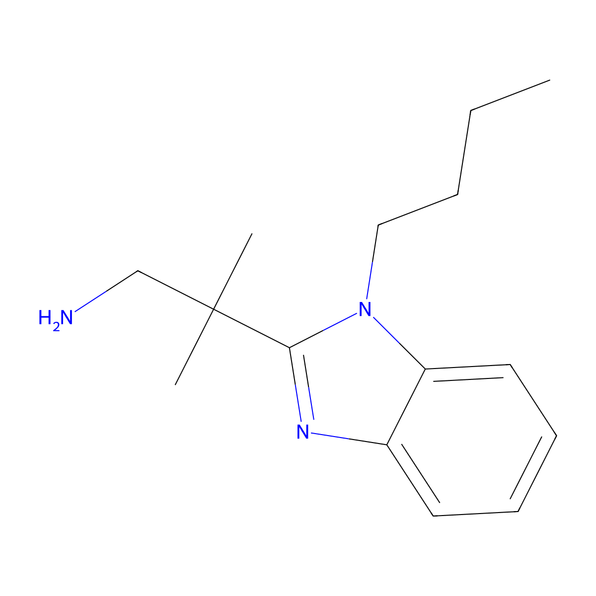 2-(1-butyl-1H-1,3-benzodiazol-2-yl)-2-methylpropan-1-amine molecular structure, CAS 2731009-41-7