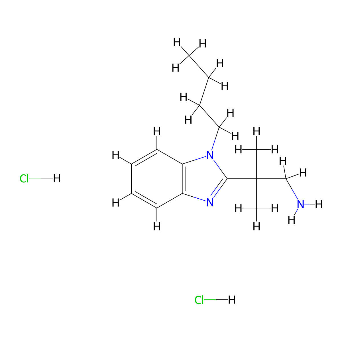 2-(1-butyl-1H-1,3-benzodiazol-2-yl)-2-methylpropan-1-amine dihydrochloride molecular structure, CAS 2731009-42-8