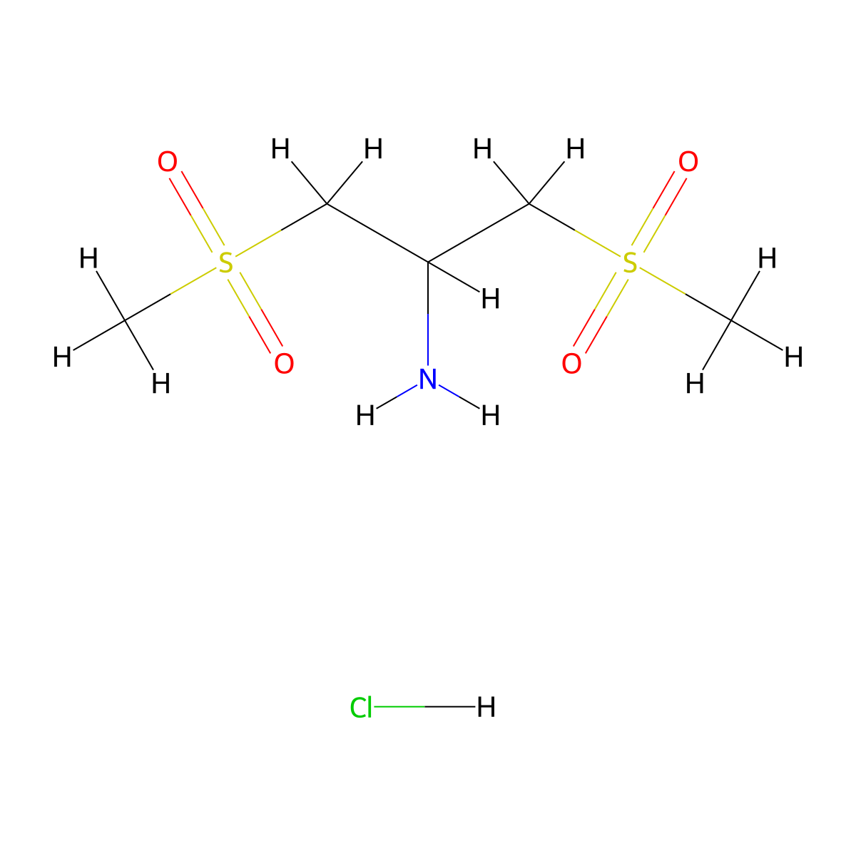 2-Methanesulfonyl-1-(methanesulfonylmethyl)ethan-1-amine hydrochloride molecular structure, CAS 2731009-49-5