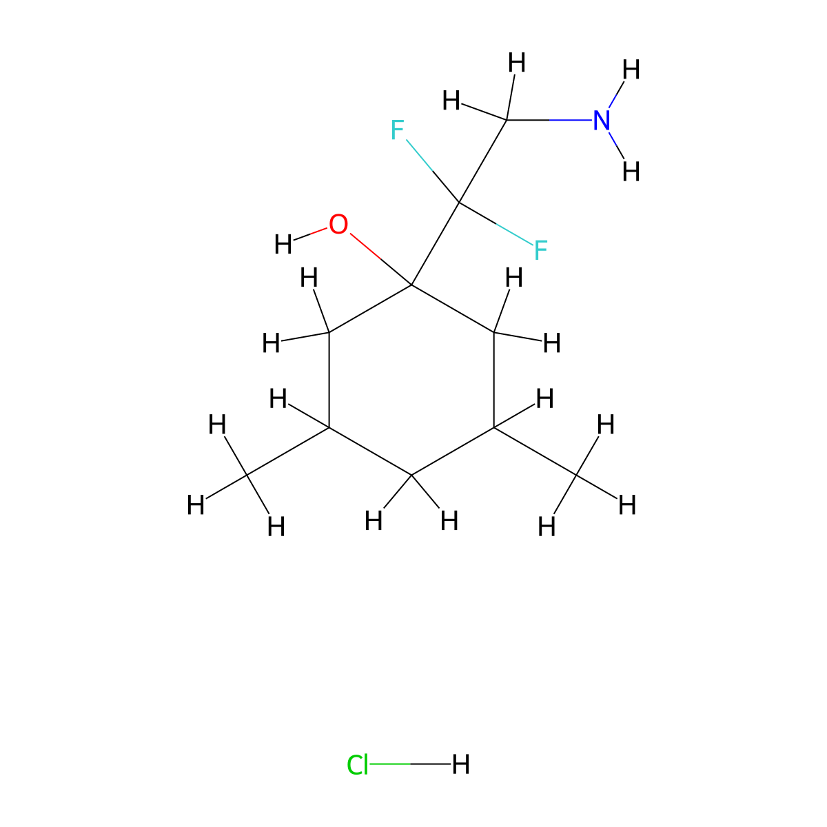 1-(2-Amino-1,1-difluoroethyl)-3,5-dimethylcyclohexan-1-ol hydrochloride molecular structure, CAS 2731009-50-8