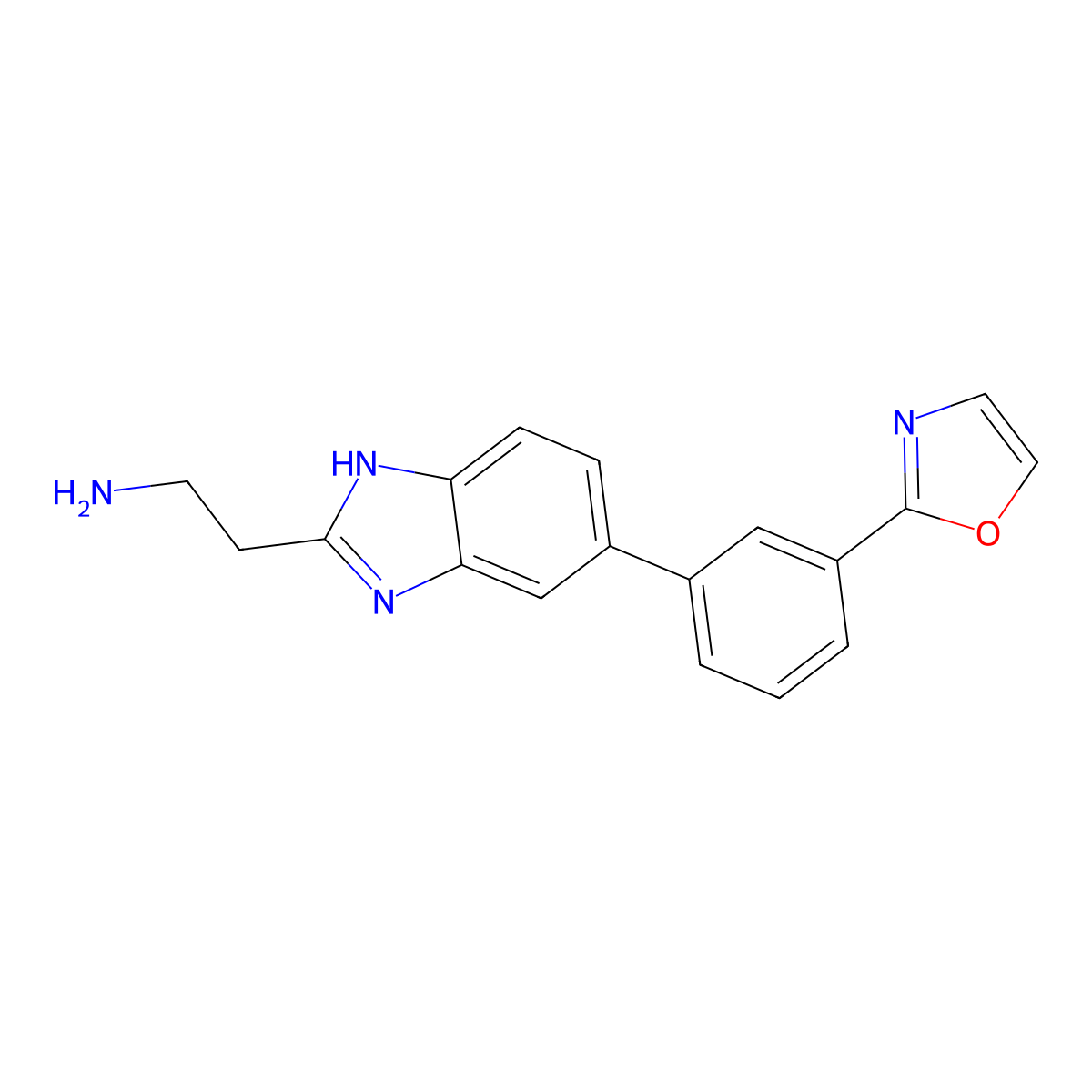 2-{5-[3-(1,3-oxazol-2-yl)phenyl]-1H-1,3-benzodiazol-2-yl}ethan-1-amine molecular structure, CAS 2731009-68-8