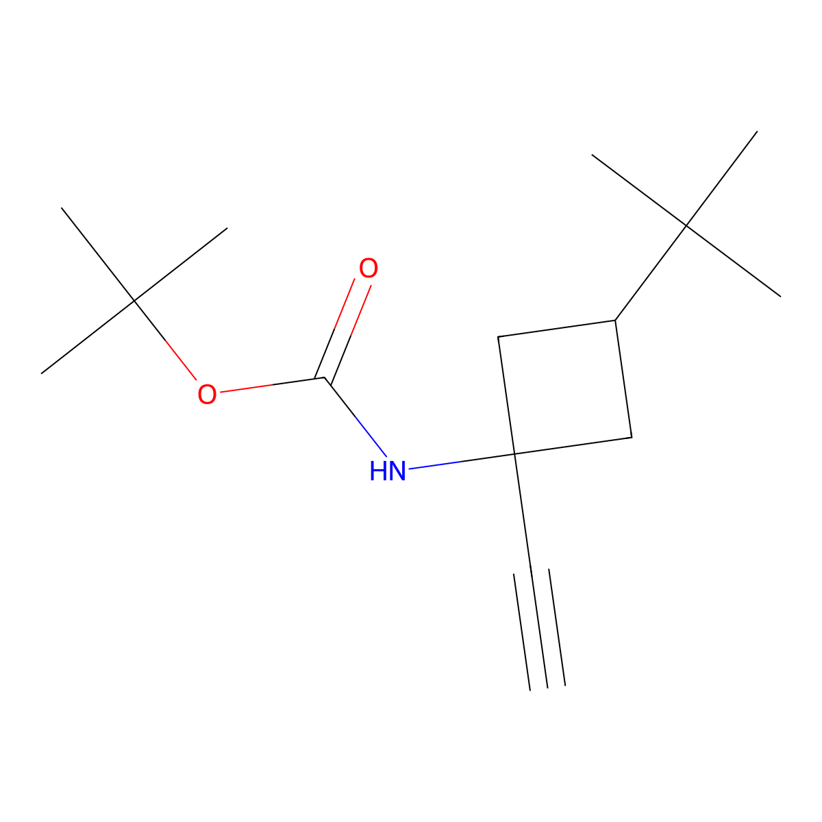 tert-butylN-(3-tert-butyl-1-ethynylcyclobutyl)carbamate molecular structure, CAS 2731009-74-6