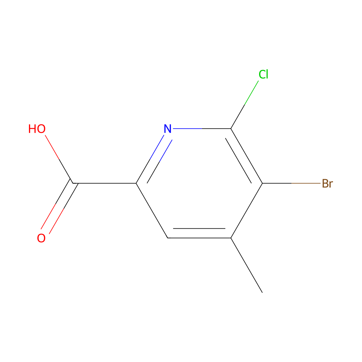 5-Bromo-6-chloro-4-methylpyridine-2-carboxylicacid molecular structure, CAS 2731009-75-7