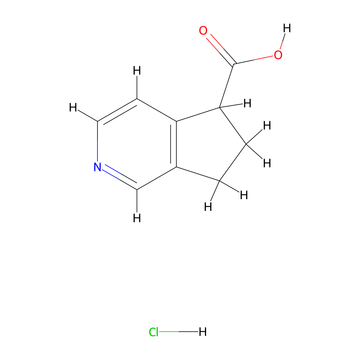 5H,6H,7H-cyclopenta(c)pyridine-5-carboxylic acid hydrochloride molecular structure, CAS 2731009-82-6