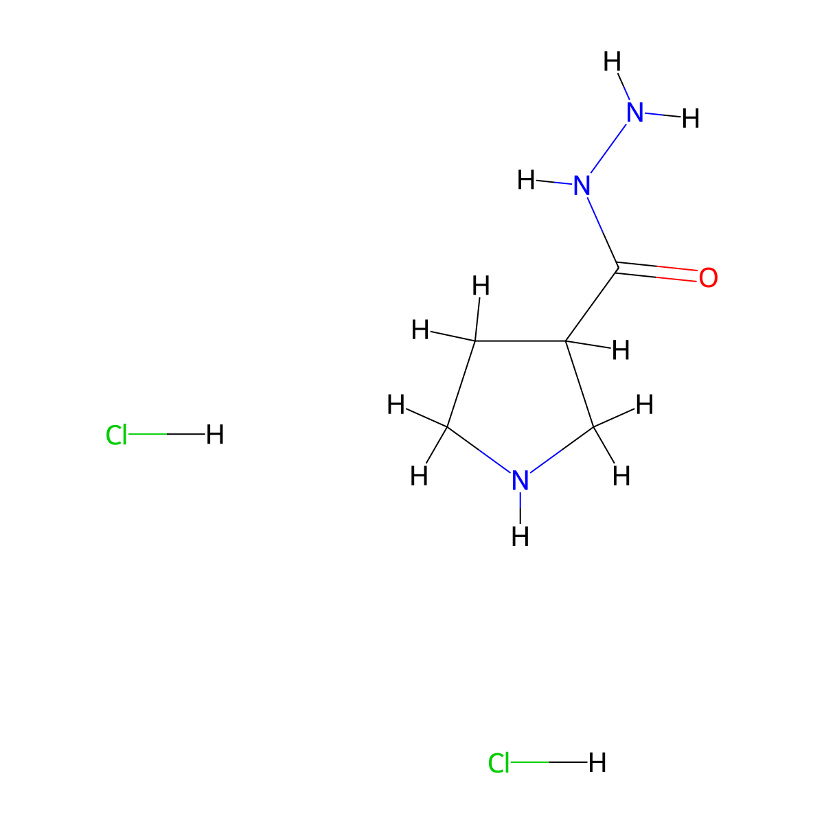 Pyrrolidine-3-carbohydrazide dihydrochloride molecular structure, CAS 2731009-88-2