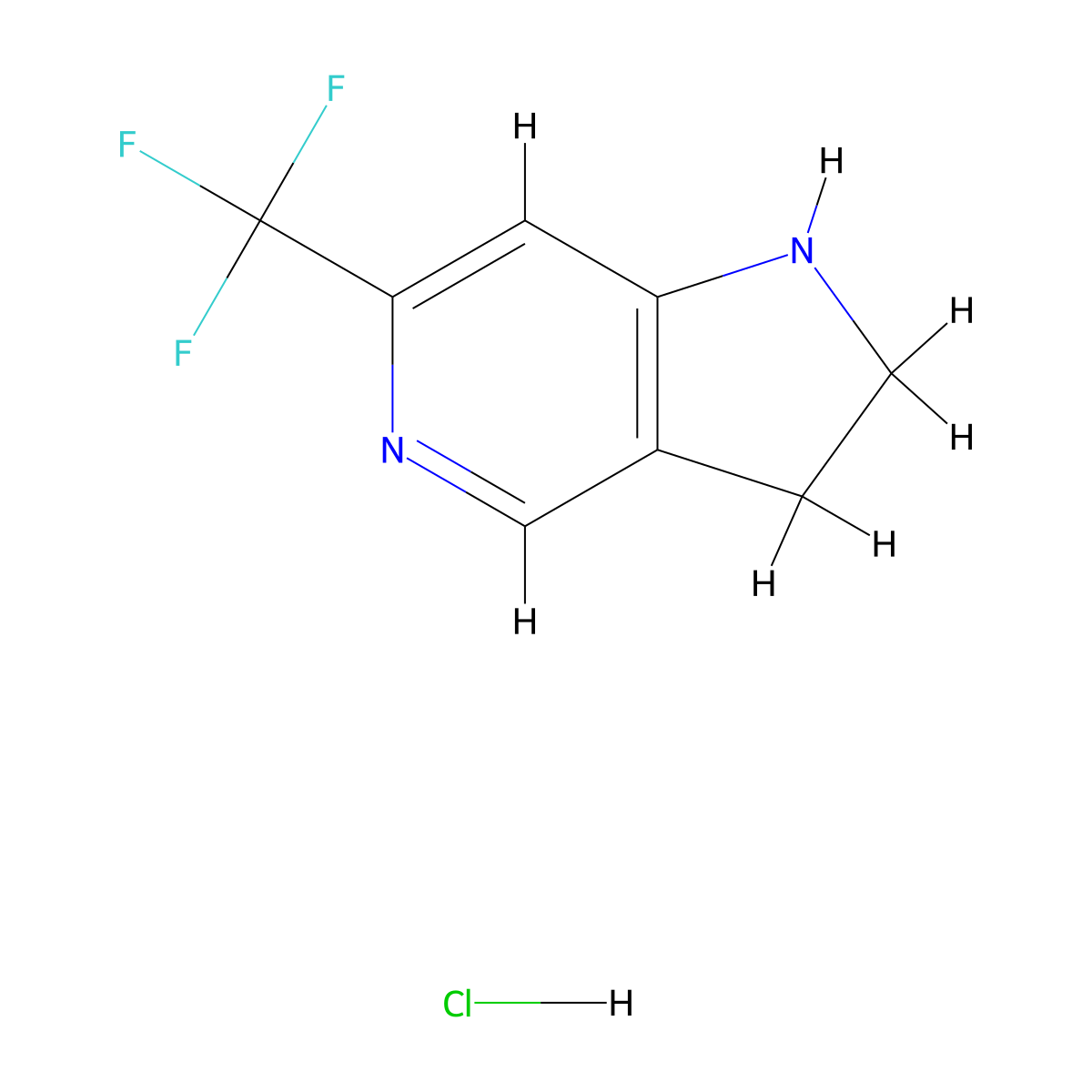 6-(trifluoromethyl)-1H,2H,3H-pyrrolo(3,2-c)pyridine hydrochloride molecular structure, CAS 2731009-97-3