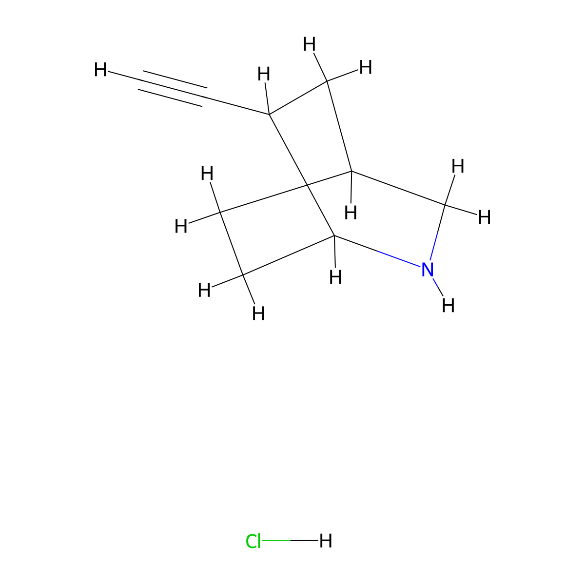 6-Ethynyl-2-azabicyclo(2.2.2)octane hydrochloride molecular structure, CAS 2731010-10-7