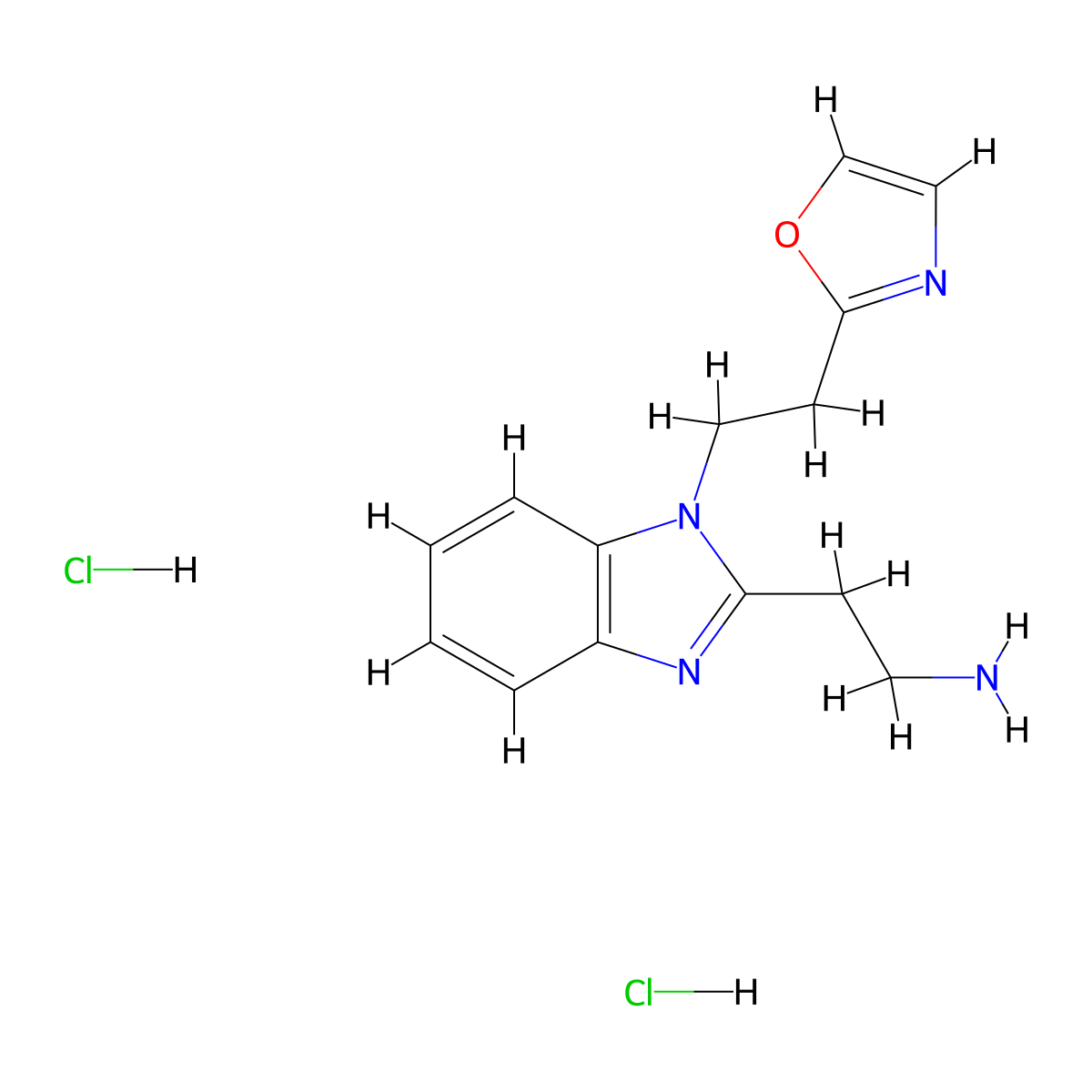 2-{1-[2-(1,3-oxazol-2-yl)ethyl]-1H-1,3-benzodiazol-2-yl}ethan-1-amine dihydrochloride molecular structure, CAS 2731010-18-5
