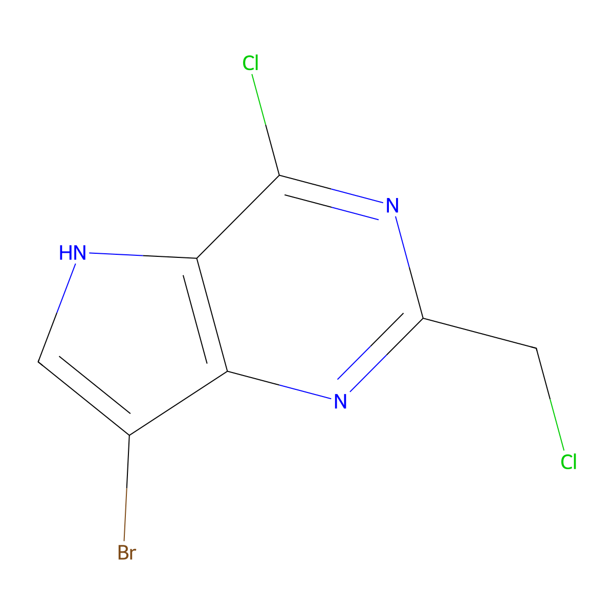 7-bromo-4-chloro-2-(chloromethyl)-5H-pyrrolo[3,2-d]pyrimidine molecular structure, CAS 2731010-26-5