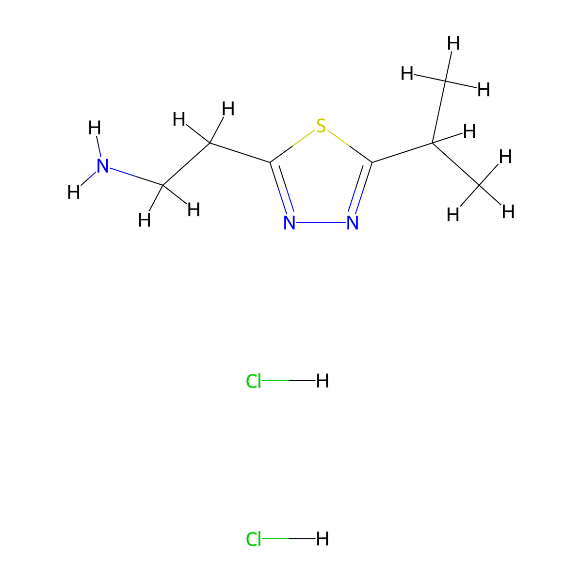 2-[5-(Propan-2-yl)-1,3,4-thiadiazol-2-yl]ethan-1-amine dihydrochloride molecular structure, CAS 2731010-36-7