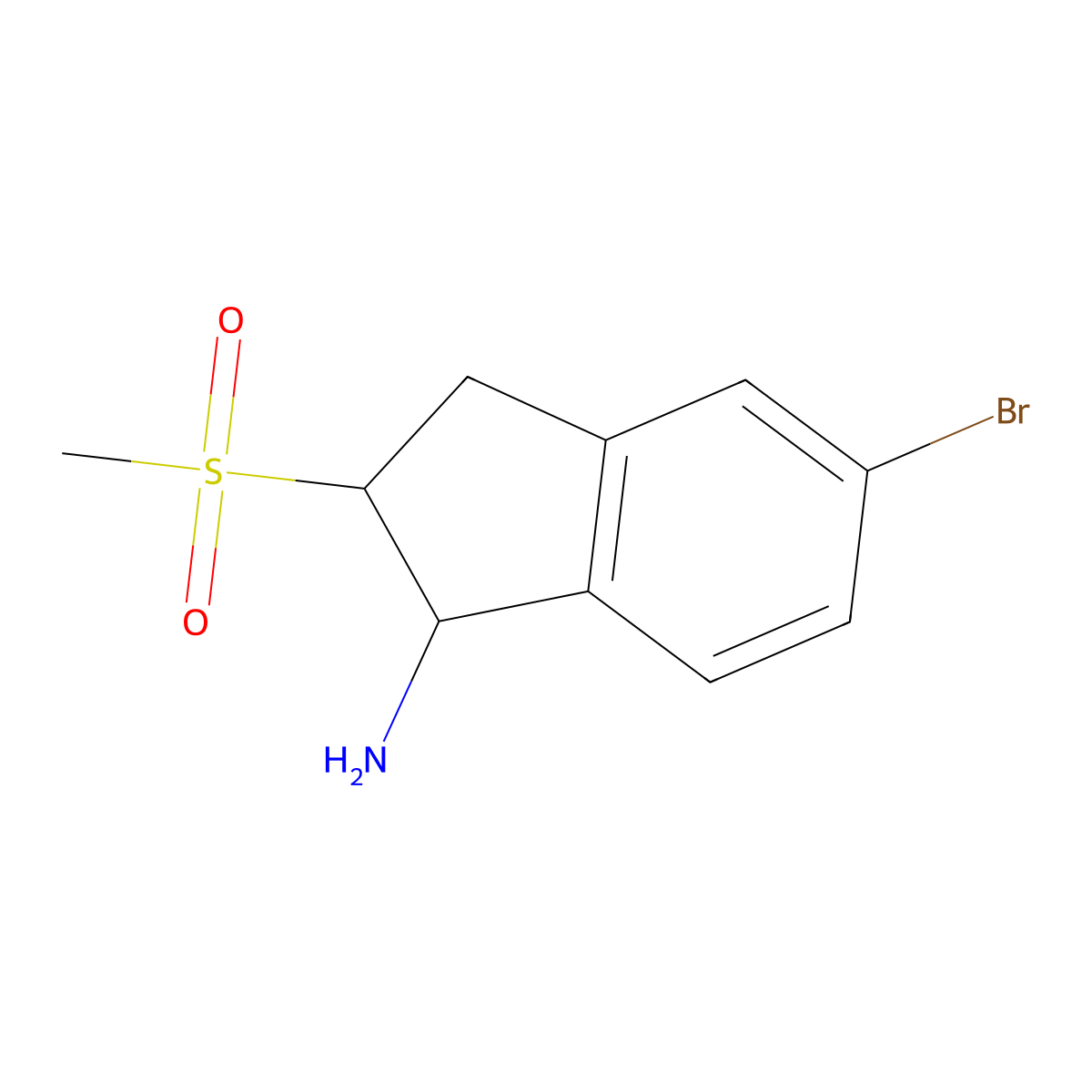 5-bromo-2-methanesulfonyl-2,3-dihydro-1H-inden-1-amine molecular structure, CAS 2731010-45-8