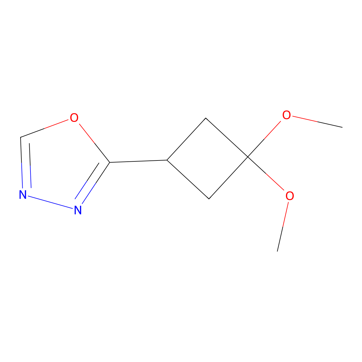 2-(3,3-Dimethoxycyclobutyl)-1,3,4-oxadiazole molecular structure, CAS 2731010-52-7