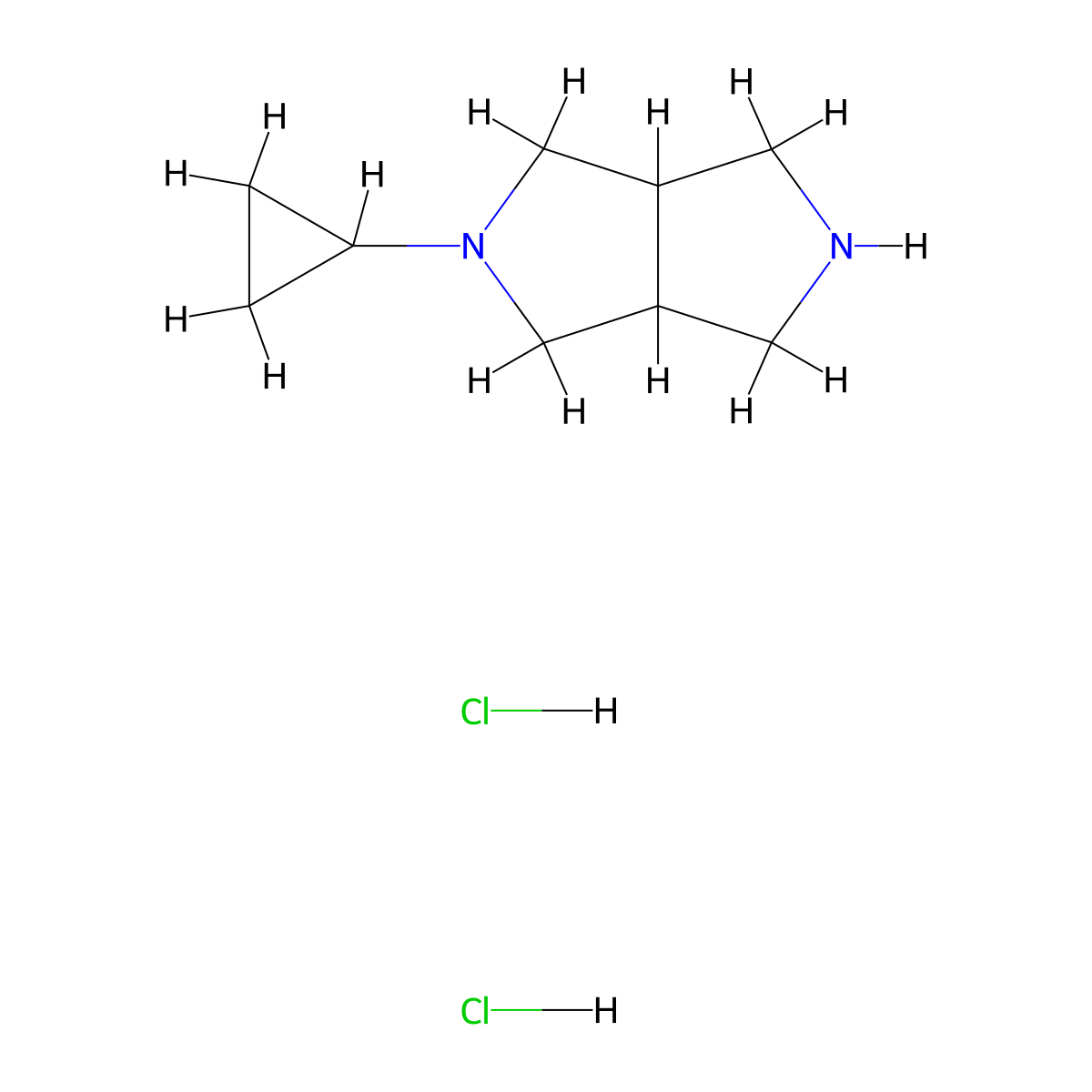 2-Cyclopropyl-octahydropyrrolo[3,4-c]pyrrole dihydrochloride molecular structure, CAS 2731010-59-4