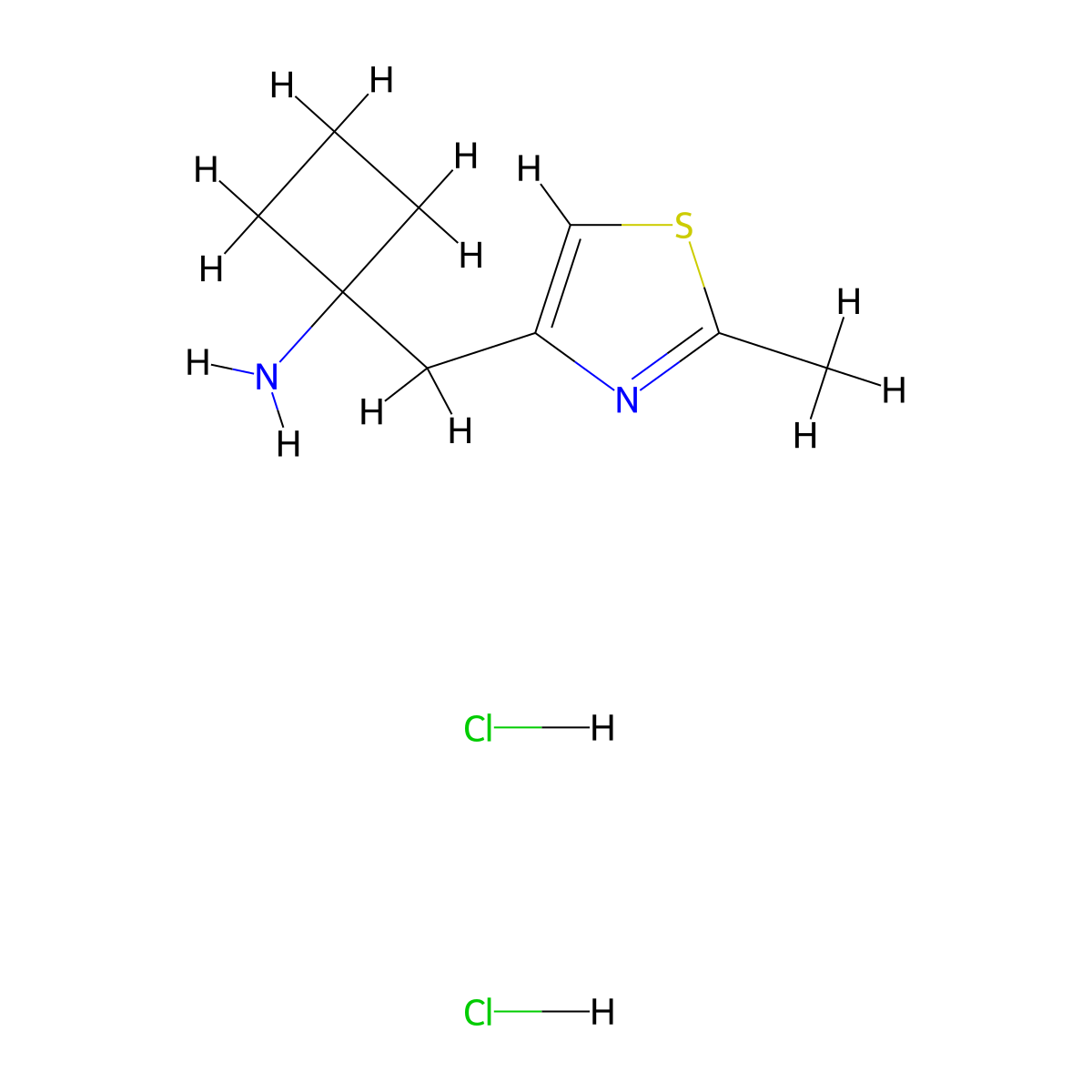1-[(2-Methyl-1,3-thiazol-4-yl)methyl]cyclobutan-1-amine dihydrochloride molecular structure, CAS 2731010-67-4