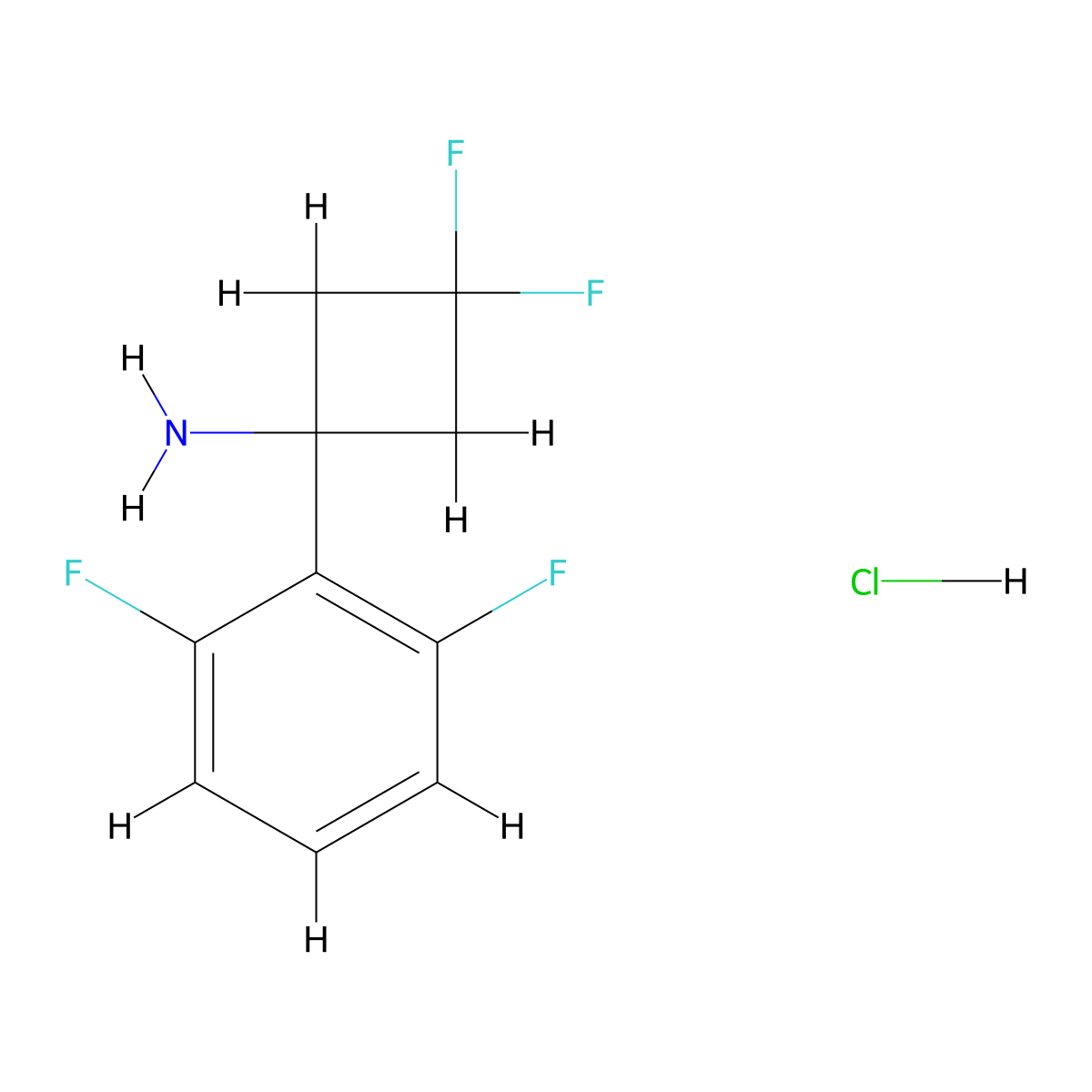 1-(2,6-Difluorophenyl)-3,3-difluorocyclobutan-1-amine hydrochloride molecular structure, CAS 2731010-69-6