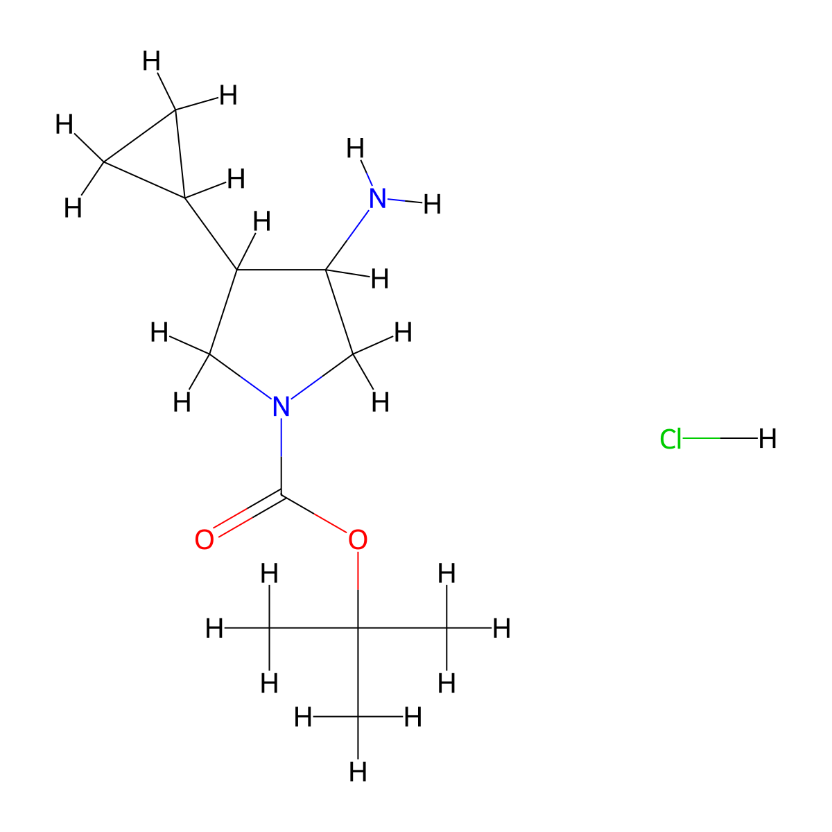Tert-butyl 3-amino-4-cyclopropylpyrrolidine-1-carboxylate hydrochloride molecular structure, CAS 2731010-71-0