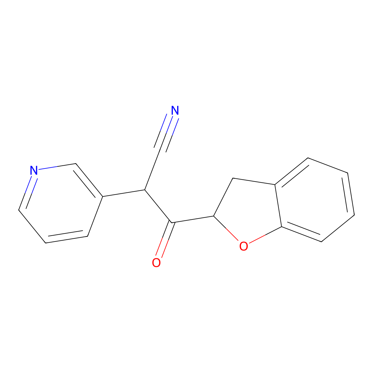 3-(2,3-Dihydro-1-benzofuran-2-yl)-3-oxo-2-(pyridin-3-yl)propanenitrile molecular structure, CAS 2731010-84-5