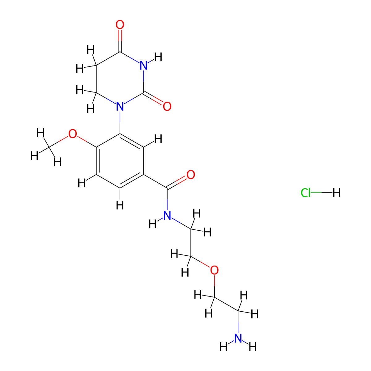 N-[2-(2-aminoethoxy)ethyl]-3-(2,4-dioxo-1,3-diazinan-1-yl)-4-methoxybenzamidehydrochloride molecular structure, CAS 2731010-89-0