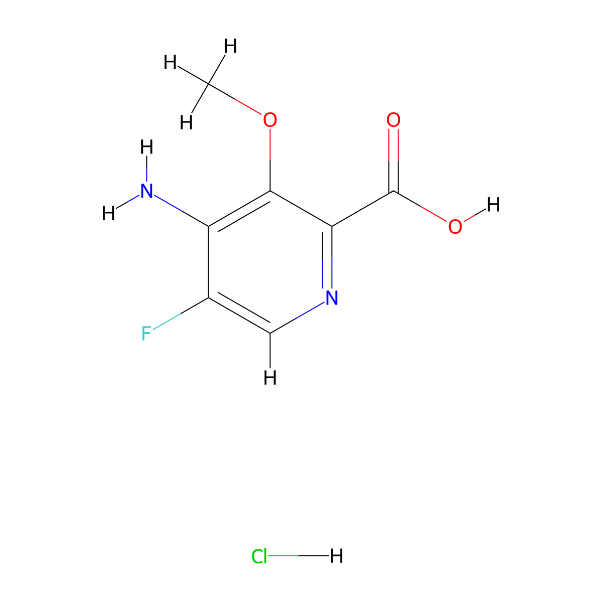 4-Amino-5-fluoro-3-methoxypyridine-2-carboxylic acid hydrochloride molecular structure, CAS 2731010-93-6