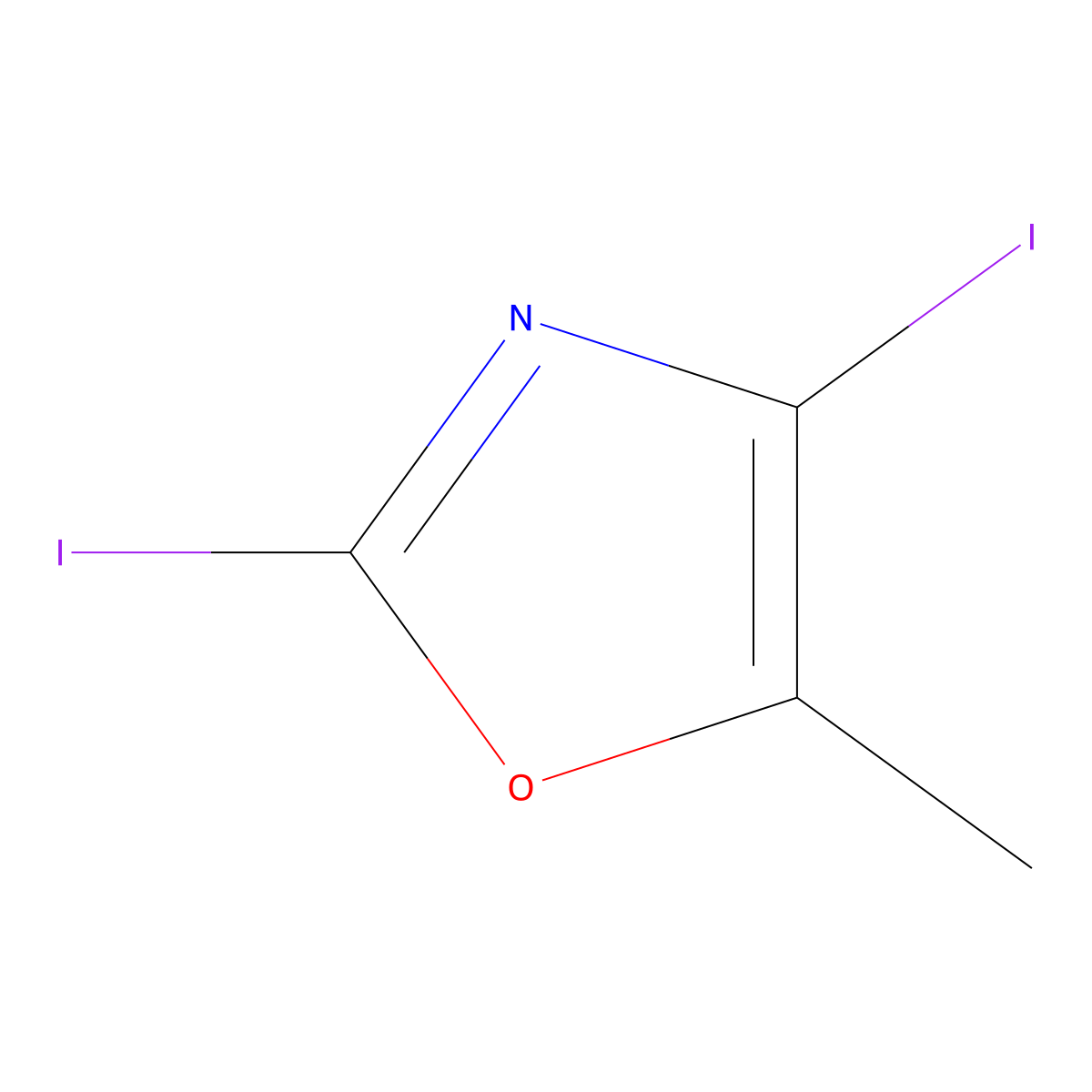 2,4-Diiodo-5-methyl-1,3-oxazole molecular structure, CAS 2731010-94-7