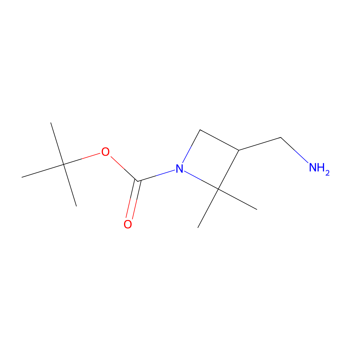 tert-Butyl 3-(aminomethyl)-2,2-dimethylazetidine-1-carboxylate molecular structure, CAS 2731011-00-8