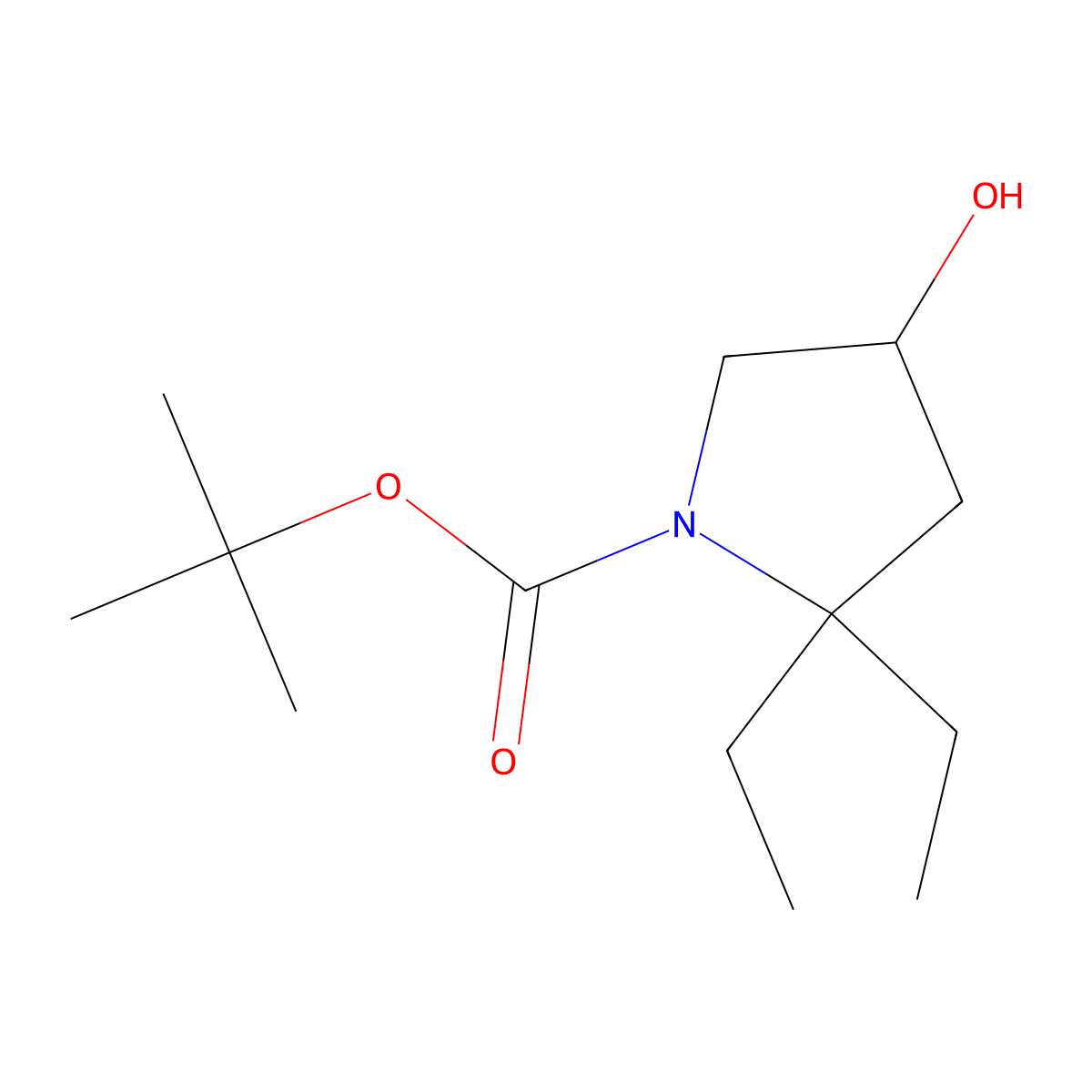 Tert-butyl2,2-diethyl-4-hydroxypyrrolidine-1-carboxylate molecular structure, CAS 2731011-06-4