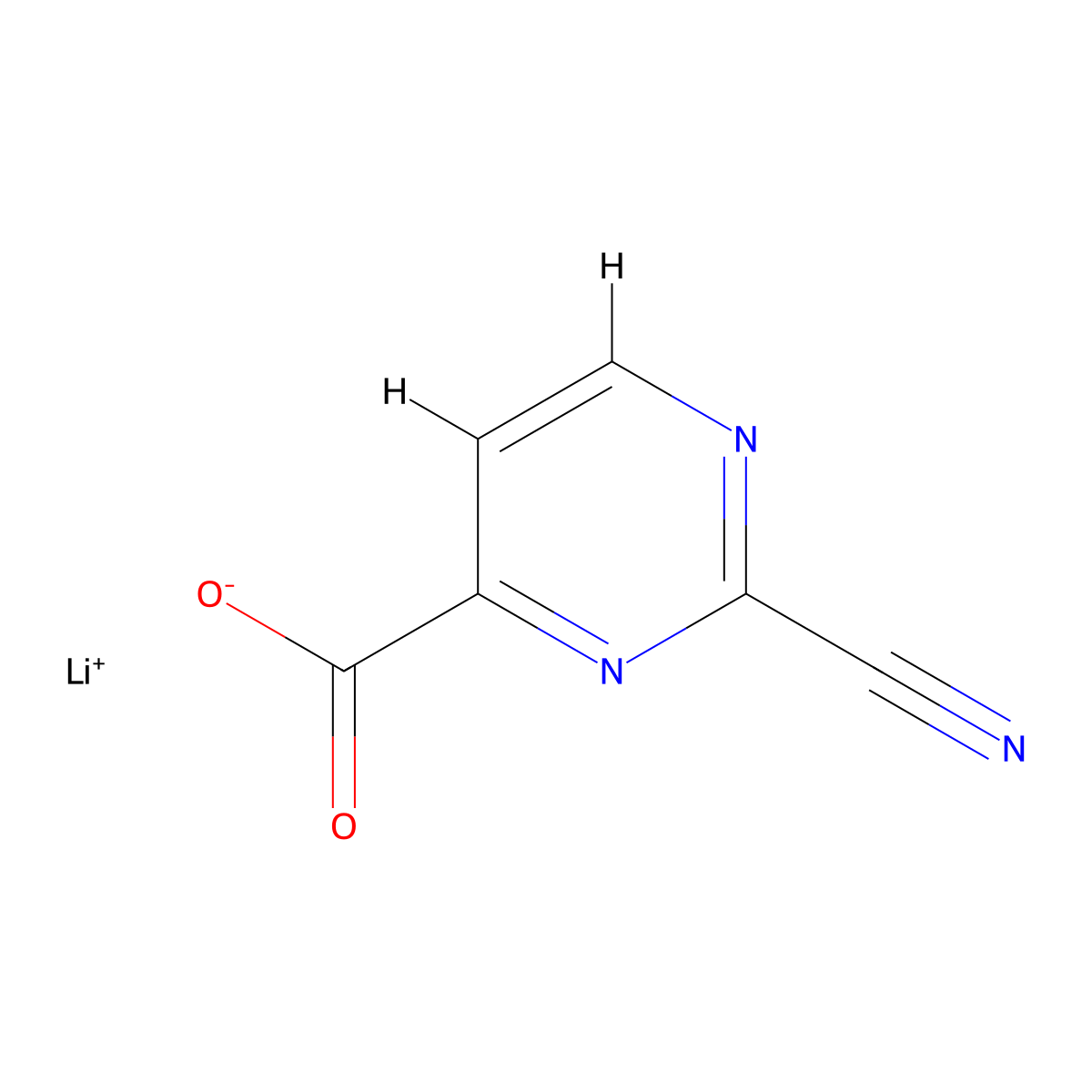 Lithium(1+) 2-cyanopyrimidine-4-carboxylate molecular structure, CAS 2731011-16-6