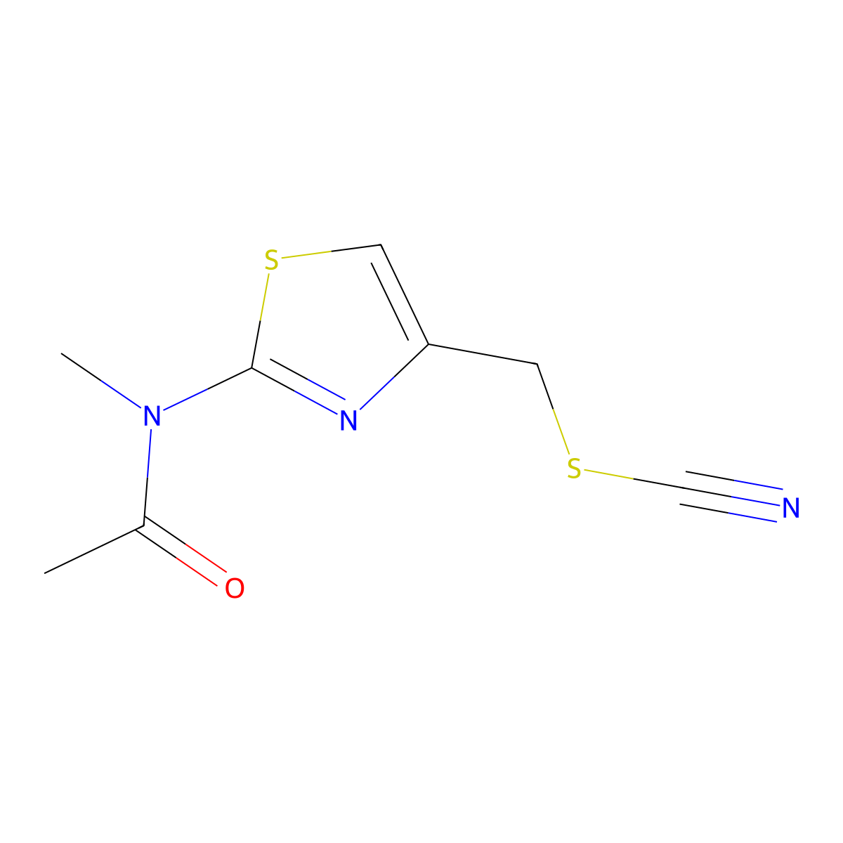 N-{4-[(cyanosulfanyl)methyl]-1,3-thiazol-2-yl}-N-methylacetamide molecular structure, CAS 2731011-21-3
