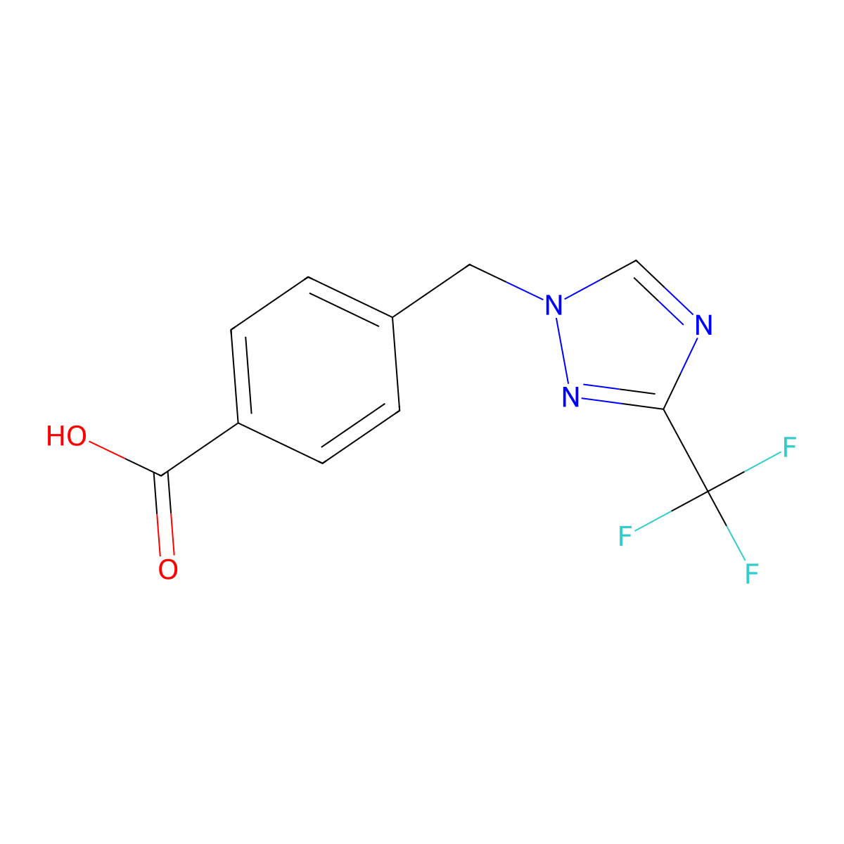 4-((3-(trifluoromethyl)-1H-1,2,4-triazol-1-yl)methyl)benzoic acid molecular structure, CAS 2731011-22-4