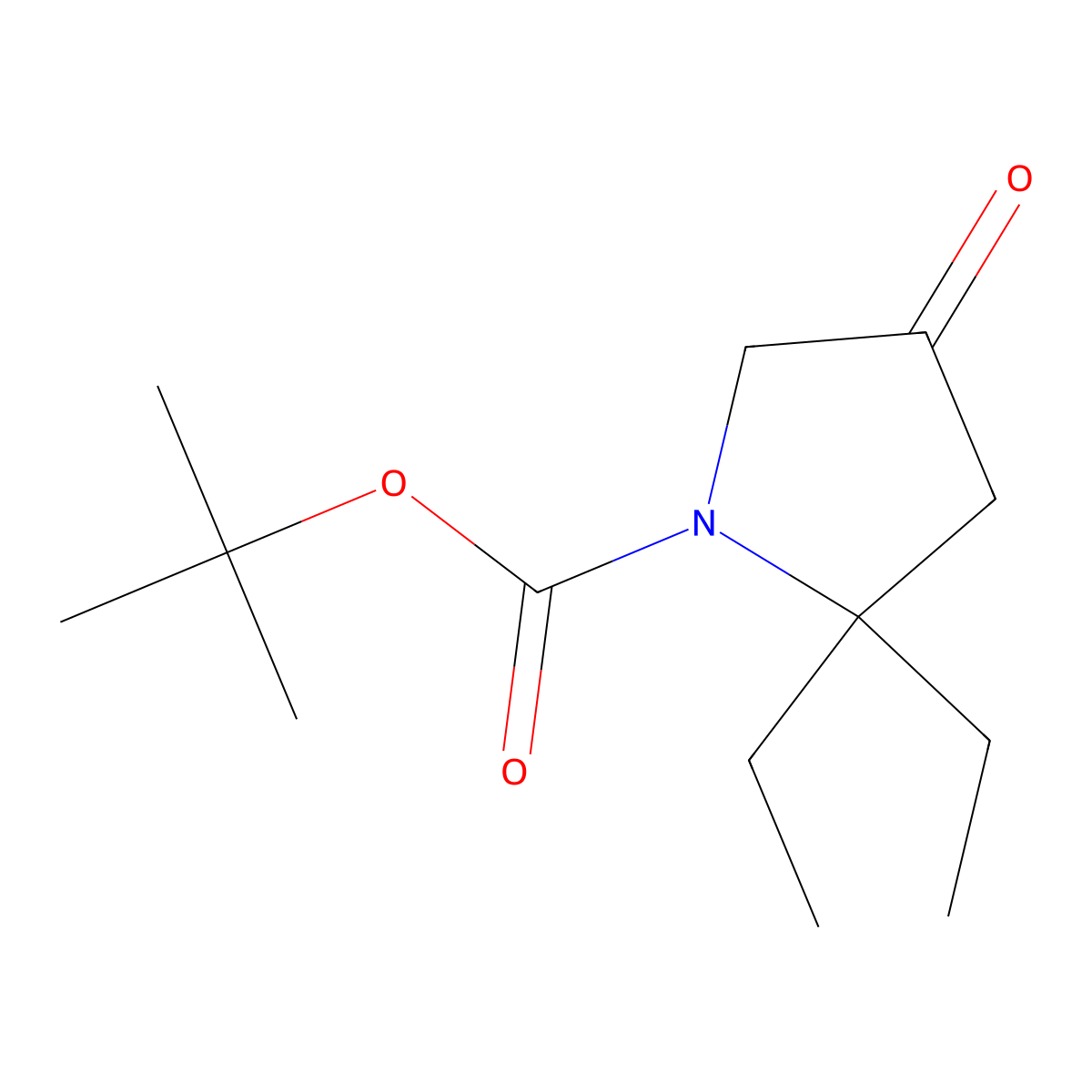 Tert-butyl 2,2-diethyl-4-oxopyrrolidine-1-carboxylate molecular structure, CAS 2731011-23-5