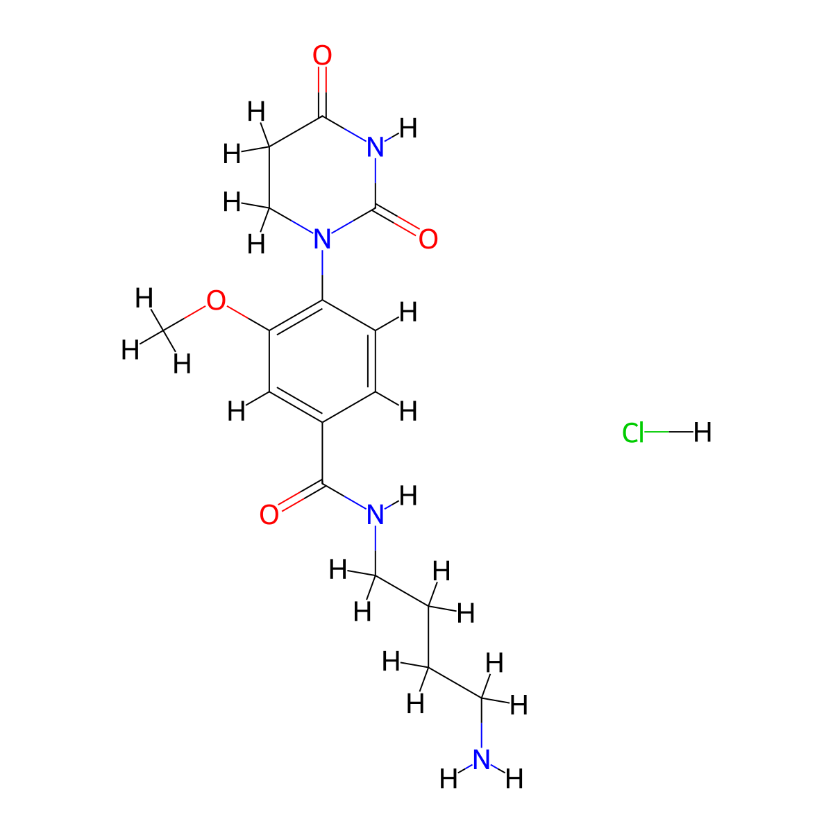 N-(4-aminobutyl)-4-(2,4-dioxo-1,3-diazinan-1-yl)-3-methoxybenzamide hydrochloride molecular structure, CAS 2731011-37-1