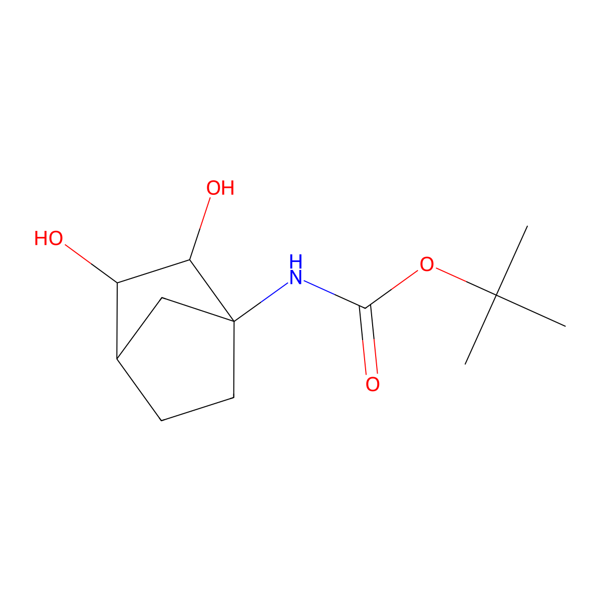 rac-tert-butyl N-[(2R,3S)-2,3-dihydroxybicyclo[2.2.1]heptan-1-yl]carbamate molecular structure, CAS 2731011-45-1
