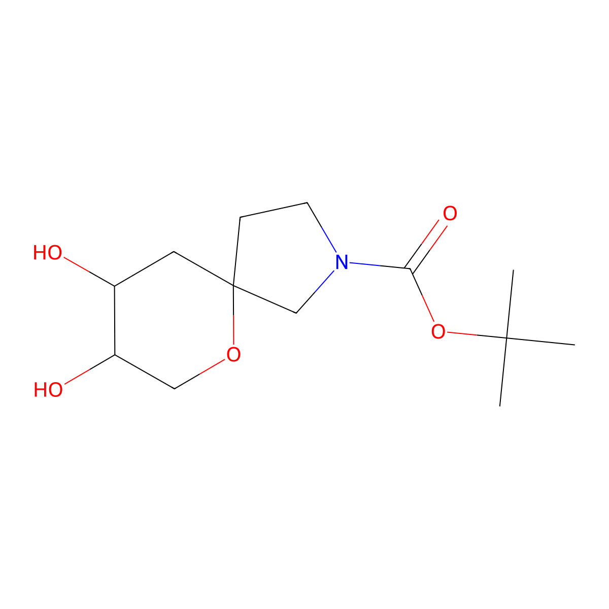 rac-tert-butyl (8R,9S)-8,9-dihydroxy-6-oxa-2-azaspiro[4.5]decane-2-carboxylate molecular structure, CAS 2731011-54-2