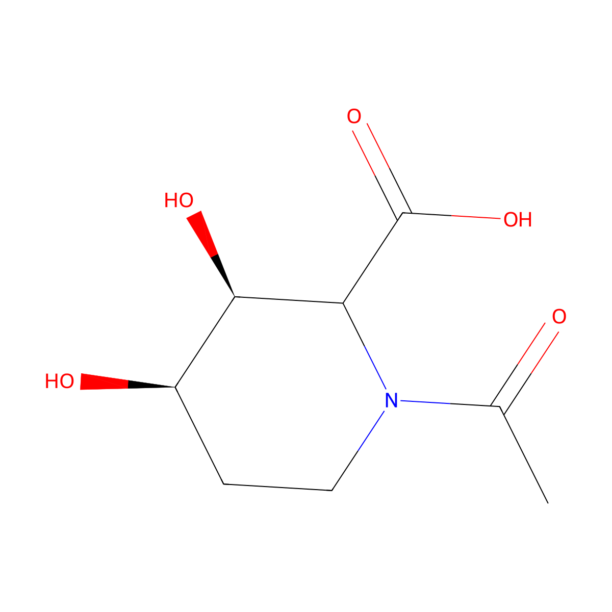 rac-(3R,4S)-1-acetyl-3,4-dihydroxypiperidine-2-carboxylic acid molecular structure, CAS 2731011-73-5