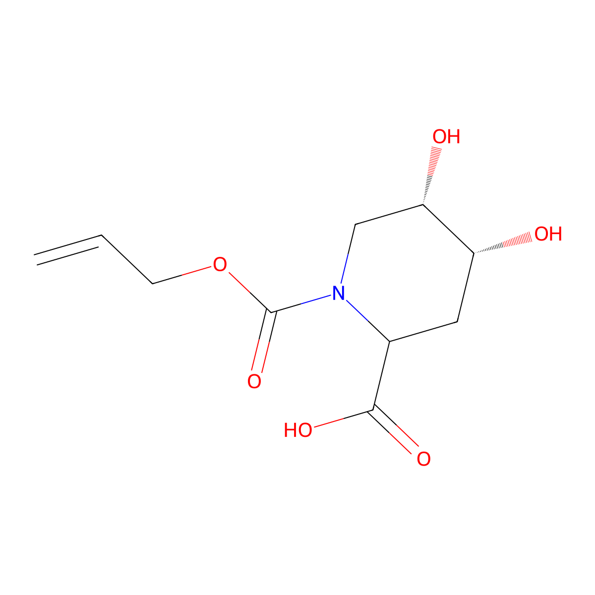 rac-(4R,5S)-4,5-dihydroxy-1-[(prop-2-en-1-yloxy)carbonyl]piperidine-2-carboxylic acid molecular structure, CAS 2731012-11-4