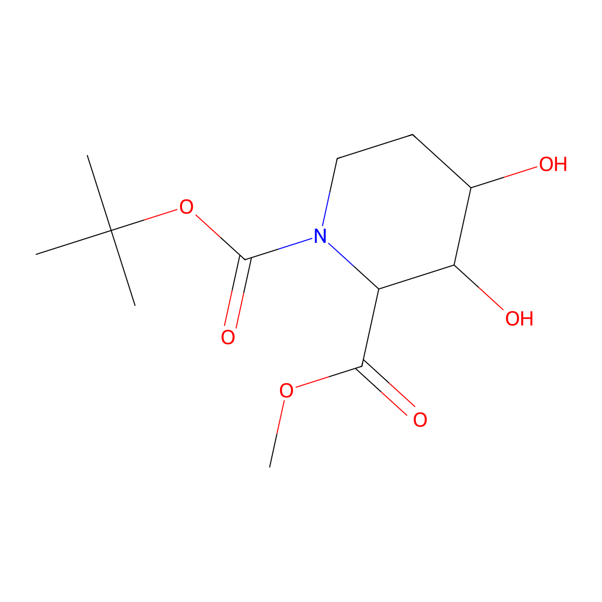 rac-1-tert-butyl 2-methyl (3R,4S)-3,4-dihydroxypiperidine-1,2-dicarboxylate molecular structure, CAS 2731012-35-2