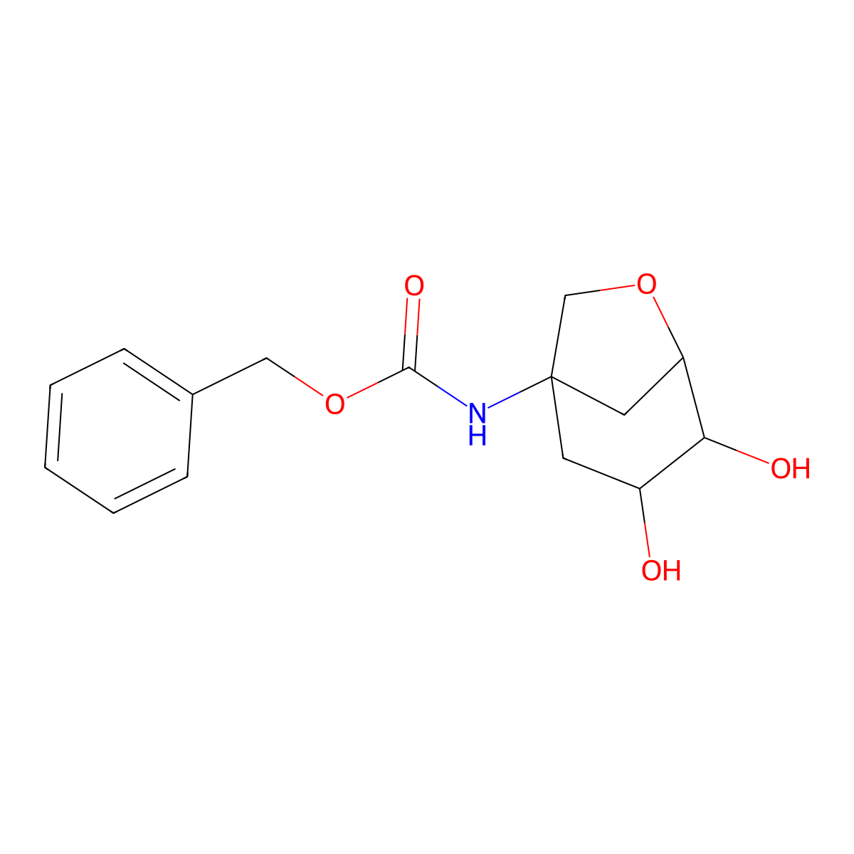 rac-benzyl N-[(3R,4R)-3,4-dihydroxy-6-oxabicyclo[3.2.1]octan-1-yl]carbamate molecular structure, CAS 2731012-47-6