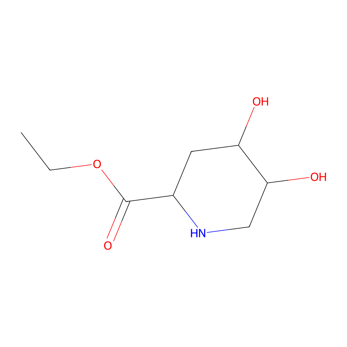 rac-ethyl (4R,5S)-4,5-dihydroxypiperidine-2-carboxylate molecular structure, CAS 2731012-60-3