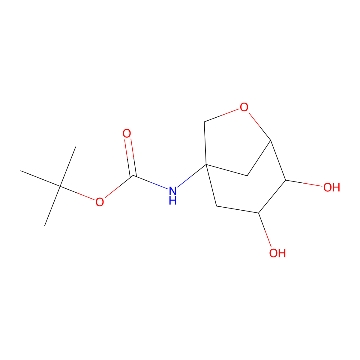rac-tert-butyl N-[(3R,4R)-3,4-dihydroxy-6-oxabicyclo[3.2.1]octan-1-yl]carbamate molecular structure, CAS 2731012-67-0