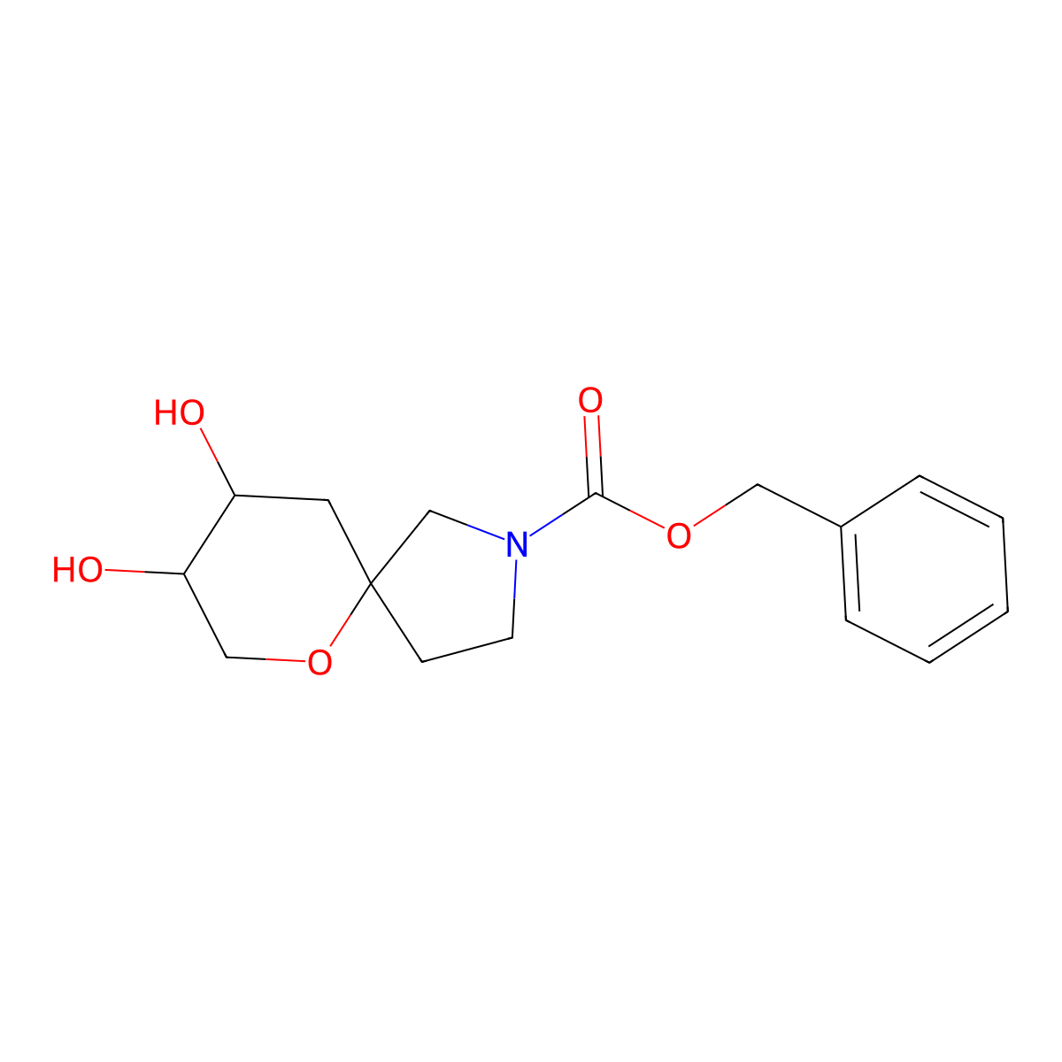 rac-benzyl (8R,9S)-8,9-dihydroxy-6-oxa-2-azaspiro[4.5]decane-2-carboxylate molecular structure, CAS 2731012-68-1