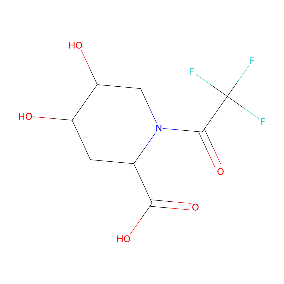 rac-(4R,5S)-4,5-dihydroxy-1-(2,2,2-trifluoroacetyl)piperidine-2-carboxylic acid molecular structure, CAS 2731012-69-2