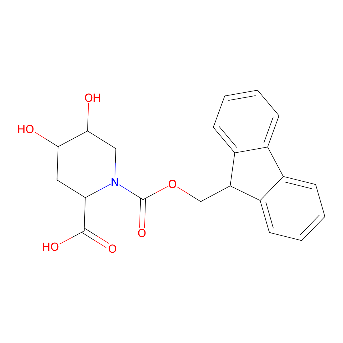 rac-(4R,5S)-1-{[(9H-fluoren-9-yl)methoxy]carbonyl}-4,5-dihydroxypiperidine-2-carboxylic acid molecular structure, CAS 2731012-73-8